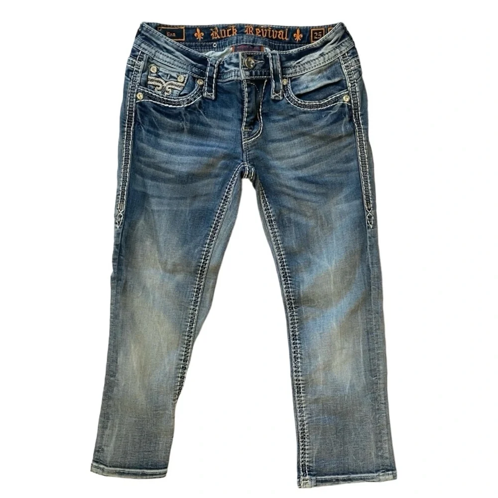 Rock Revival Ena Capri Jeans Style: RJ8469P23 Color: Ena P23 - Picture 3 of 12